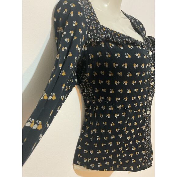 Free People Kissin Kate Sweetheart Neckline Pearl Snap Top Womens Size S - Picture 4 of 9